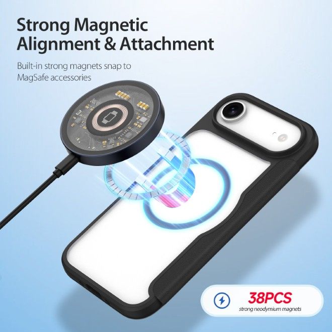 Dux Ducis - iPhone Air Hülle - Leder Bookcover - MagSafe - Skin X Pro Series - schwarz