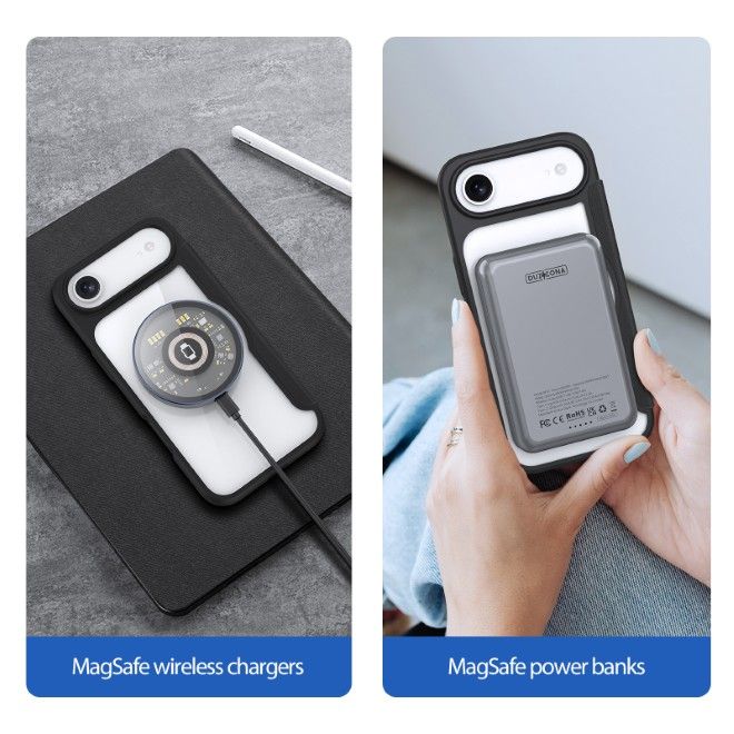 Dux Ducis - iPhone Air Hülle - Leder Bookcover - MagSafe - Skin X Pro Series - schwarz