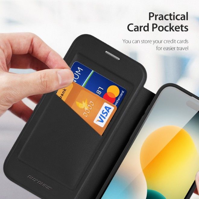 Dux Ducis - iPhone Air Hülle - Leder Bookcover - MagSafe - Skin X Pro Series - schwarz