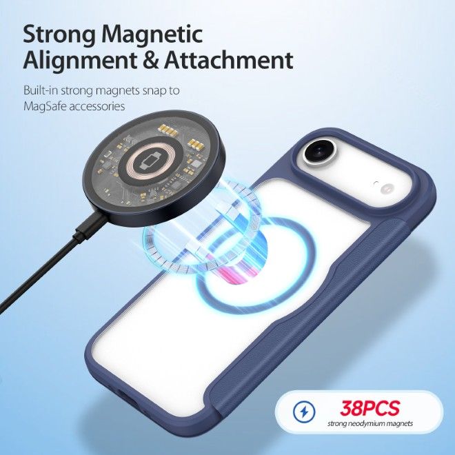 Dux Ducis - iPhone Air Hülle - Leder Bookcover - MagSafe - Skin X Pro Series - blau