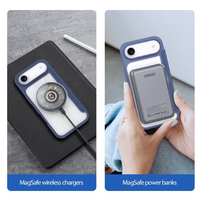 Dux Ducis - iPhone Air Hülle - Leder Bookcover - MagSafe - Skin X Pro Series - blau