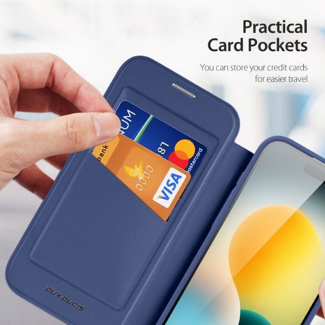 Dux Ducis - iPhone Air Hülle - Leder Bookcover - MagSafe - Skin X Pro Series - blau