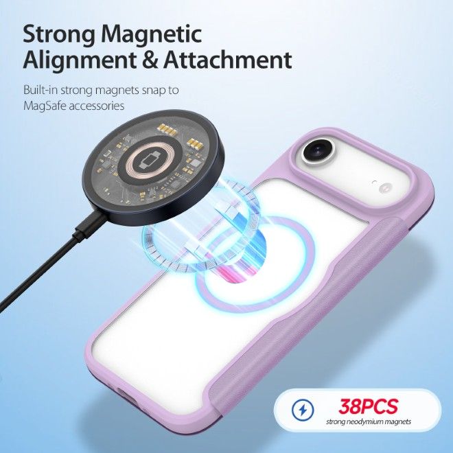 Dux Ducis - iPhone Air Hülle - Leder Bookcover - MagSafe - Skin X Pro Series - purpur