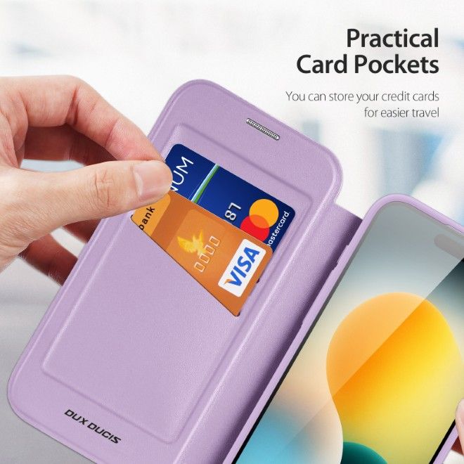 Dux Ducis - iPhone Air Hülle - Leder Bookcover - MagSafe - Skin X Pro Series - purpur