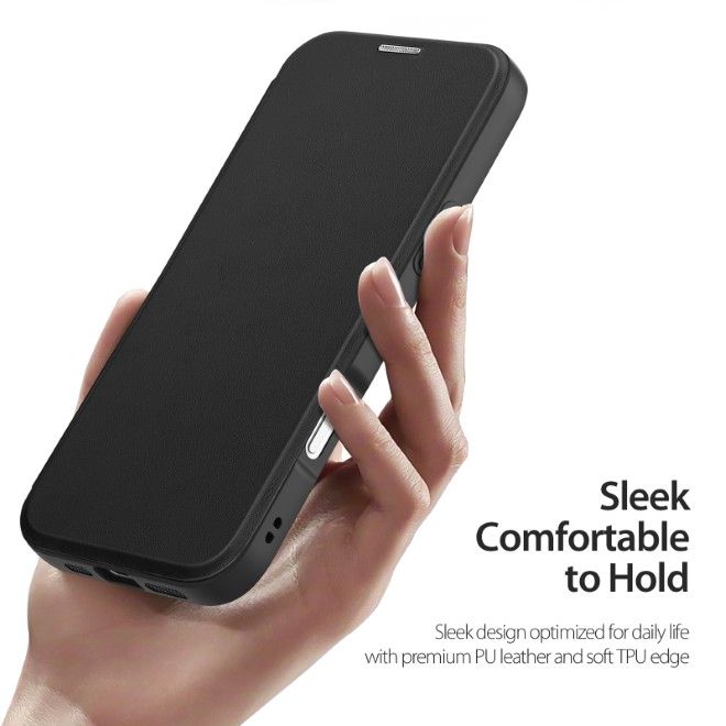 Dux Ducis - iPhone 17 Pro Hülle - Leder Bookcover - MagSafe - Skin X Pro Series - schwarz