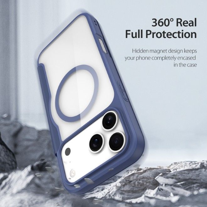 Dux Ducis - iPhone 17 Pro Hülle - Leder Bookcover - MagSafe - Skin X Pro Series - blau