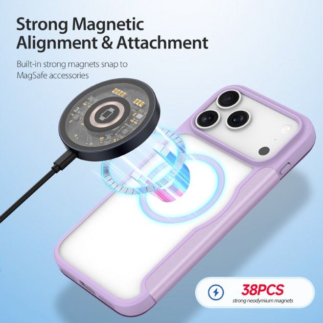 Dux Ducis - iPhone 17 Pro Hülle - Leder Bookcover - MagSafe - Skin X Pro Series - purpur