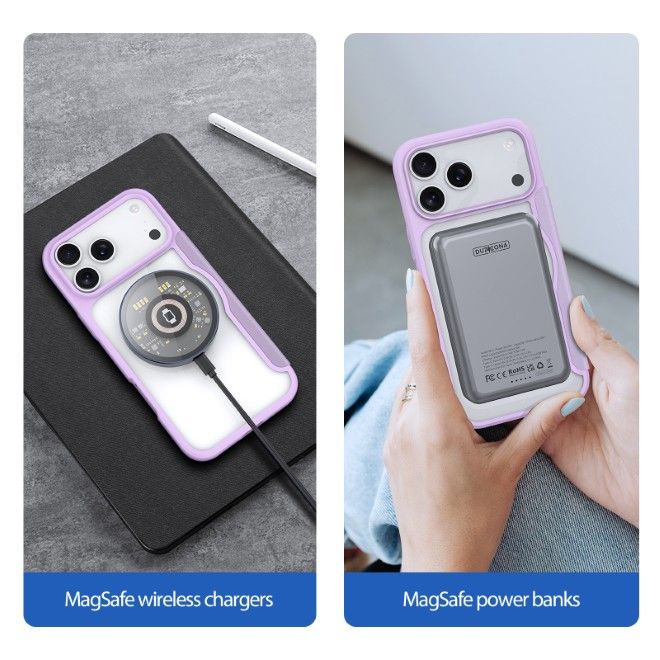 Dux Ducis - iPhone 17 Pro Hülle - Leder Bookcover - MagSafe - Skin X Pro Series - purpur