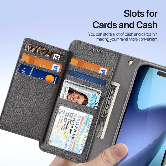 Dux Ducis - iPhone 17 Hülle - Kunstleder Bookcover - MagSafe kompatibel - Lawa Series - grau