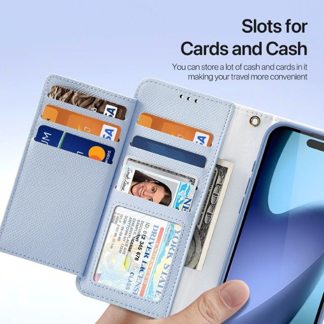 Dux Ducis - iPhone 17 Hülle - Kunstleder Bookcover - MagSafe kompatibel - Lawa Series - hellblau