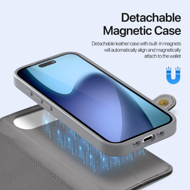 Dux Ducis - iPhone Air Hülle - Kunstleder Bookcover - MagSafe kompatibel - Lawa Series - grau