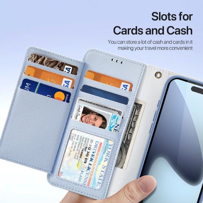 Dux Ducis - iPhone 17 Pro Hülle - Kunstleder Bookcover - MagSafe kompatibel - Lawa Series - hellblau