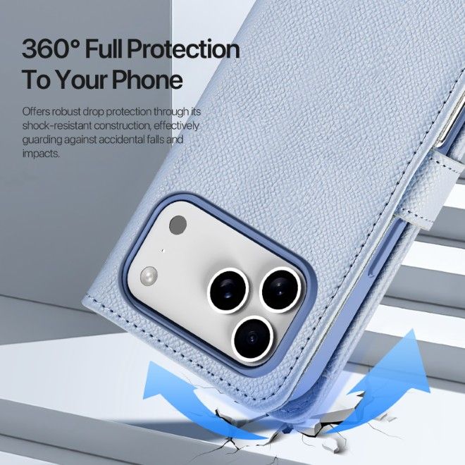 Dux Ducis - iPhone 17 Pro Hülle - Kunstleder Bookcover - MagSafe kompatibel - Lawa Series - hellblau