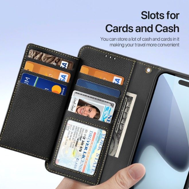 Dux Ducis - iPhone 17 Pro Max Hülle - Kunstleder Bookcover - MagSafe kompatibel - Lawa Series - schwarz