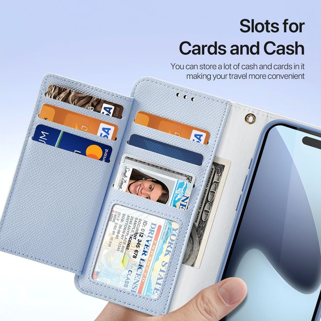 Dux Ducis - iPhone 17 Pro Max Hülle - Kunstleder Bookcover - MagSafe kompatibel - Lawa Series - hellblau