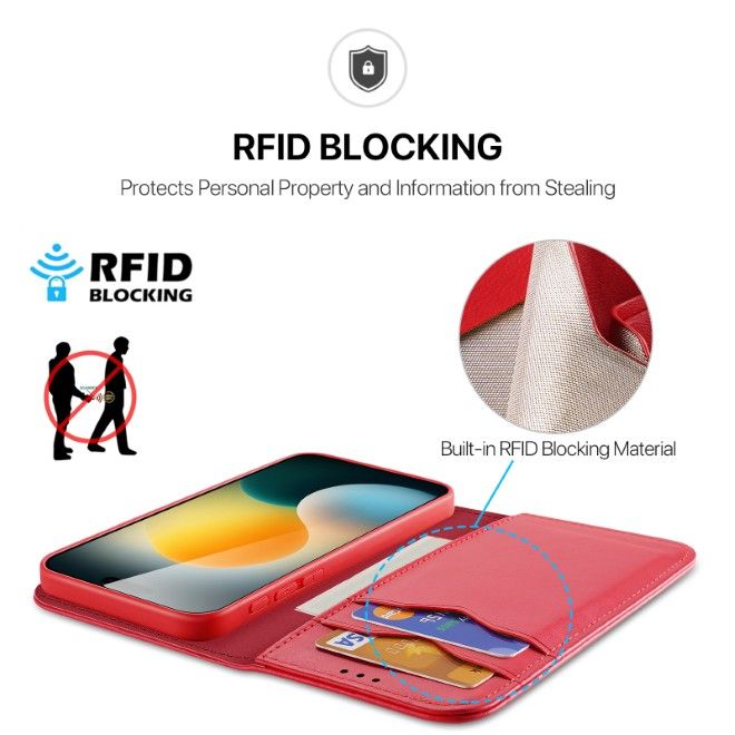 Dux Ducis - iPhone 17 Pro Hülle - Handy Leder Case - Hivo Series - rot