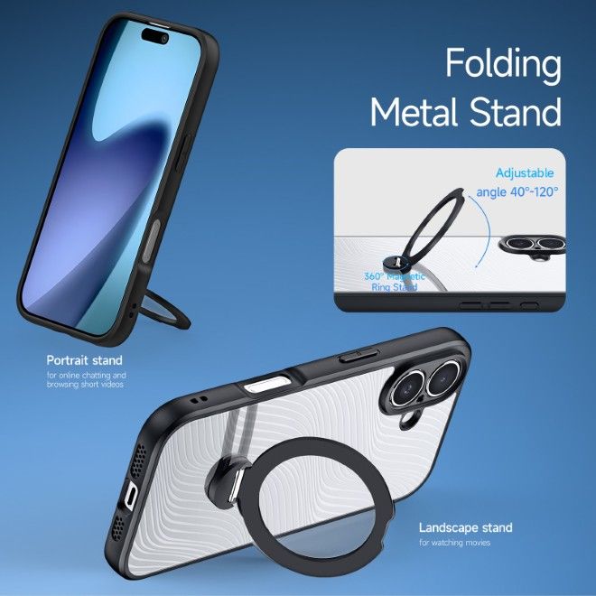 Dux Ducis - iPhone 17 Hülle - Hardcase - MagSafe - mit Standfunktion - Aimo Mag Stand Series - schwarz