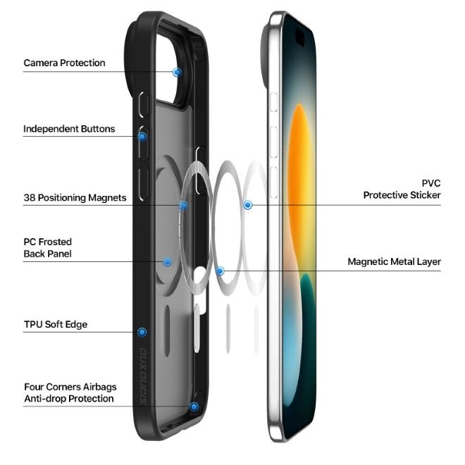 Dux Ducis - iPhone Air Hülle - TPU und PC Hardcase - MagSafe kompatibel - Yind Series - schwarz