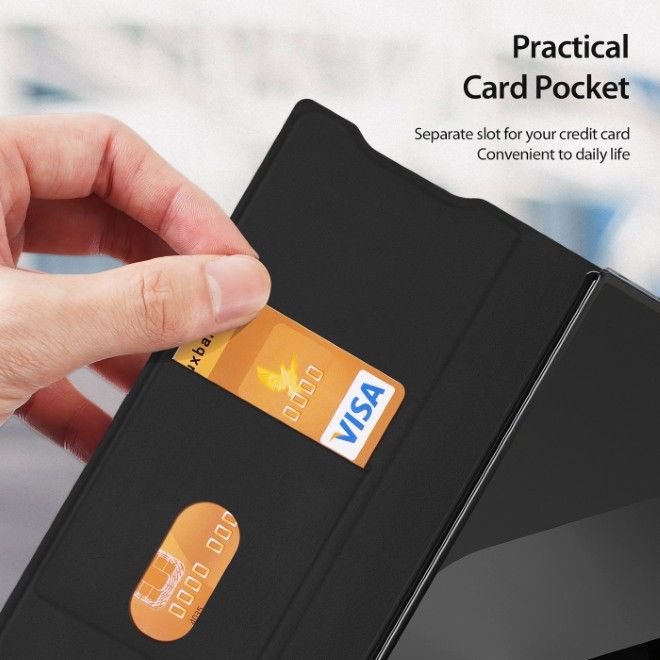 Dux Ducis - Samsung Galaxy Z Fold7 Hülle - Leder Case - mit Stifthalterung - Bril Penholder Series - schwarz