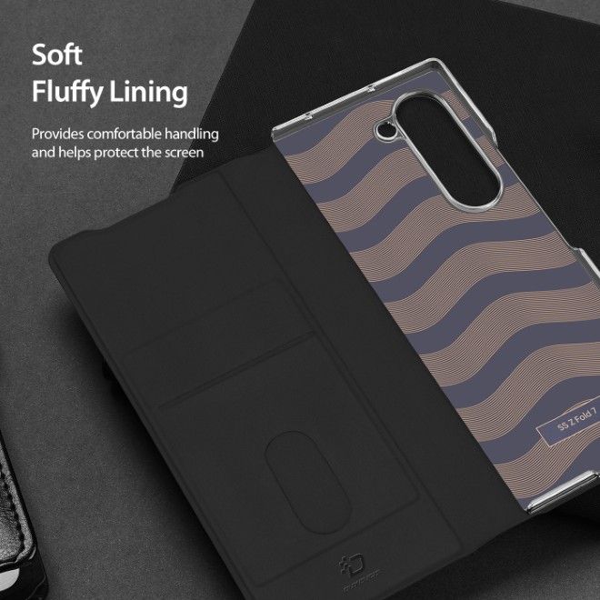 Dux Ducis - Samsung Galaxy Z Fold7 Hülle - Leder Case - mit Stifthalterung - Bril Penholder Series - schwarz