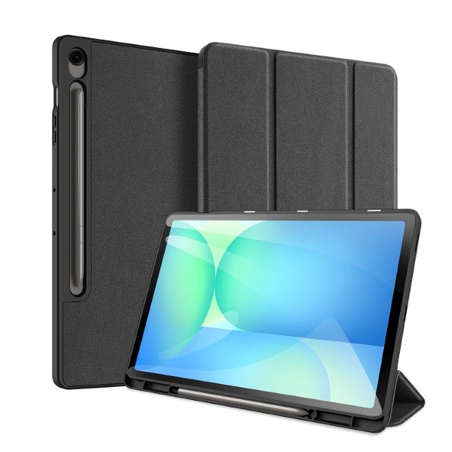 Dux Ducis - Samsung Galaxy Tab S10 FE+ Hülle - Leder Smart Flip Case - Domo Series - schwarz