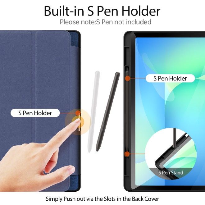 Dux Ducis - Samsung Galaxy Tab S10 FE+ Hülle - Leder Smart Flip Case - Domo Series - blau