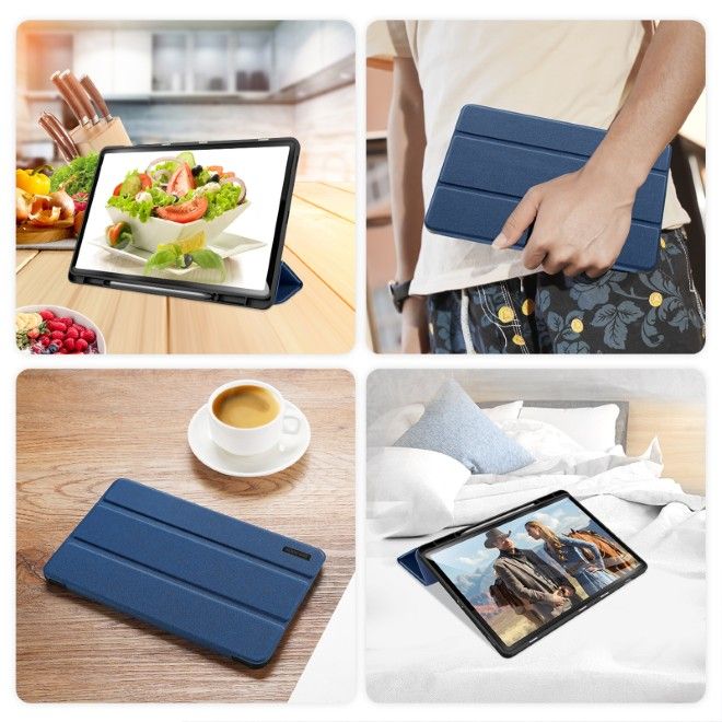 Dux Ducis - Samsung Galaxy Tab S10 FE+ Hülle - Leder Smart Flip Case - Domo Series - blau