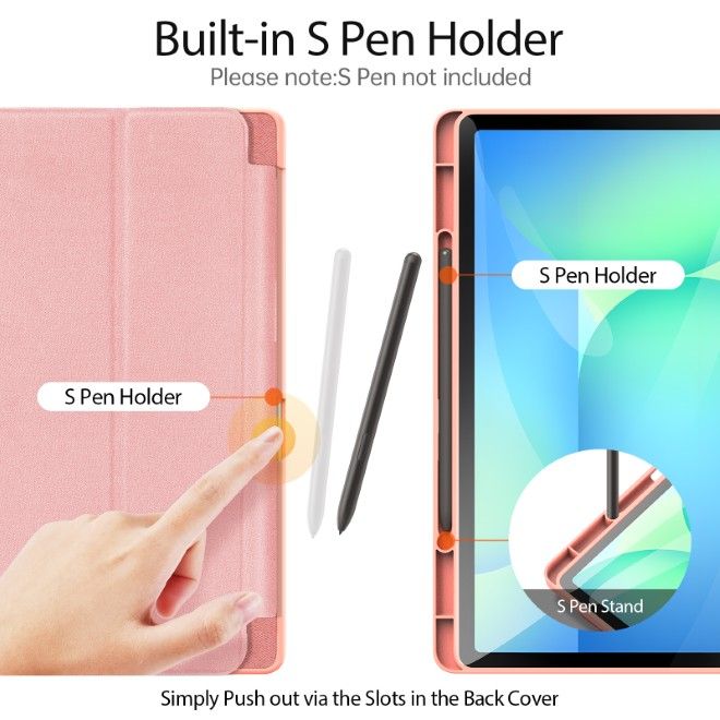 Dux Ducis - Samsung Galaxy Tab S10 FE+ Hülle - Leder Smart Flip Case - Domo Series - pink