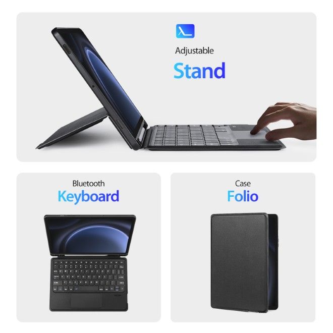 Dux Ducis - Samsung Galaxy Tab S10 FE / S9 / S9 FE Tastatur Hülle - Keyboard Case - DK Series - schwarz