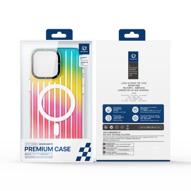 Dux Ducis - iPhone 16 Pro Hülle - PET, TPU und PC Hardcase - mit MagSafe - Zest Series - Rainbow