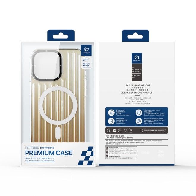 Dux Ducis - iPhone 16 Pro Max Hülle - PET, TPU und PC Hardcase - mit MagSafe - Zest Series - gold