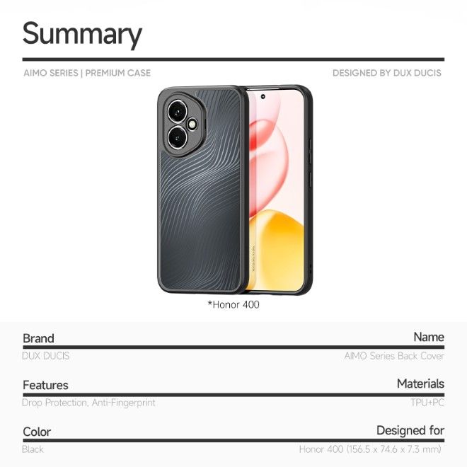 Dux Ducis - Honor 400 Hülle - Hardcase - Aimo Series - schwarz