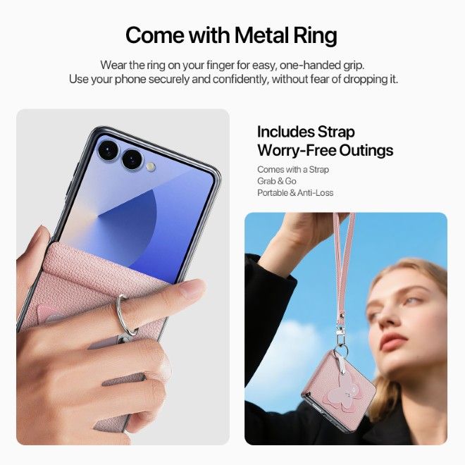 Dux Ducis - Samsung Galaxy Z Flip7 Hülle - Leder Hardcase - Luvy Series - pink