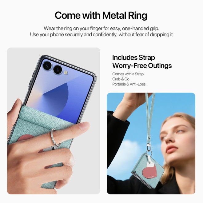 Dux Ducis - Samsung Galaxy Z Flip7 Hülle - Leder Hardcase - Luvy Series - blau