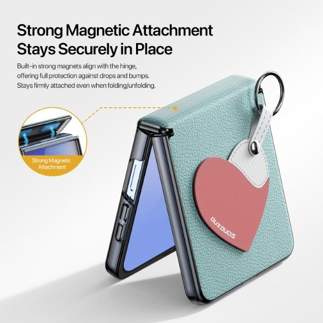 Dux Ducis - Samsung Galaxy Z Flip7 Hülle - Leder Hardcase - Luvy Series - blau