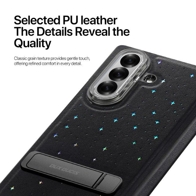 Dux Ducis - Samsung Galaxy Z Fold7 Hülle - Leder Hardcase - Stex Series - schwarz