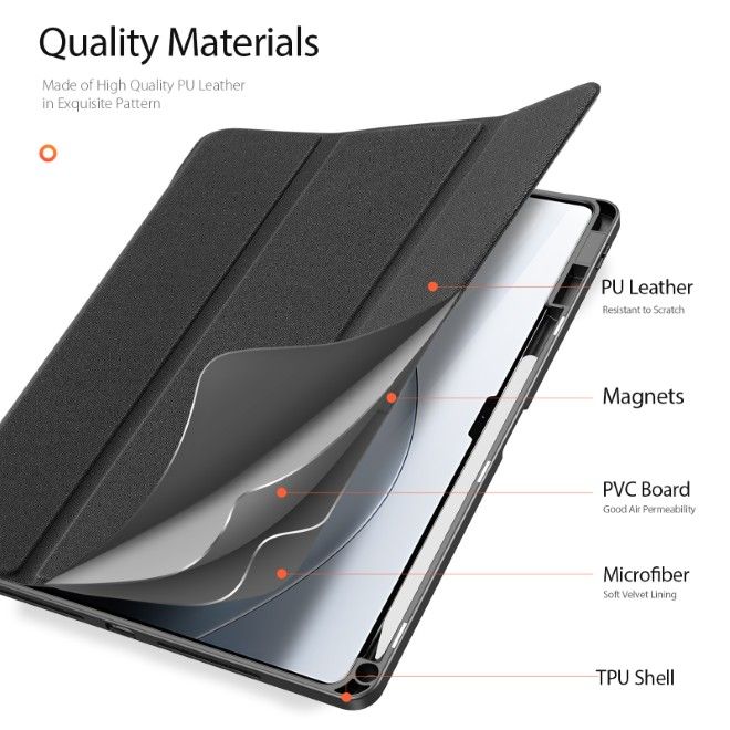 Dux Ducis - Xiaomi Pad 7 Ultra Hülle - Leder Smart Flip Case - Domo Series - schwarz