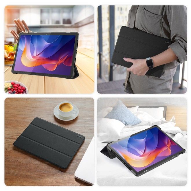 Dux Ducis - Xiaomi Redmi Pad 2 Hülle - Leder Smart Flip Case - Domo Series - schwarz