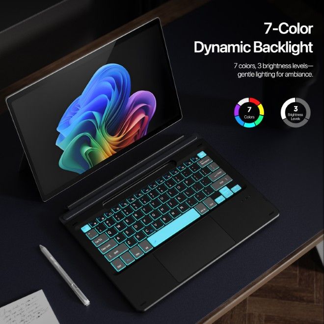 Dux Ducis - Microsoft Surface 11 / 10 / 9 / 8 / X Keyboard Tastatur - Englisches Layout - CK Pro Series - Color-Blocked-Keys - schwarz