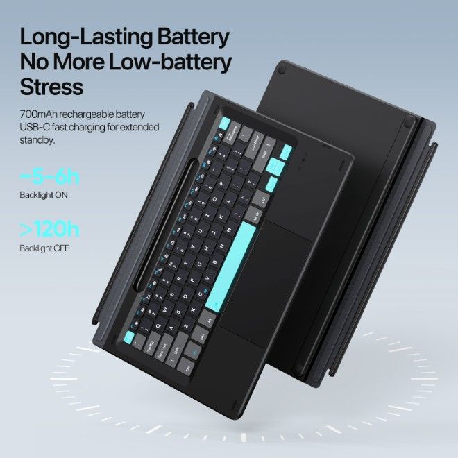 Dux Ducis - Microsoft Surface 11 / 10 / 9 / 8 / X Keyboard Tastatur - Englisches Layout - CK Pro Series - Color-Blocked-Keys - schwarz