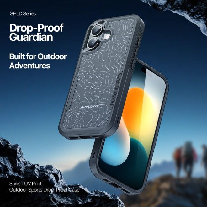 Dux Ducis - iPhone 17 Hülle - Robustes TPU und PC Case - 3m Fallsicher - Shld Series - Contour Muster