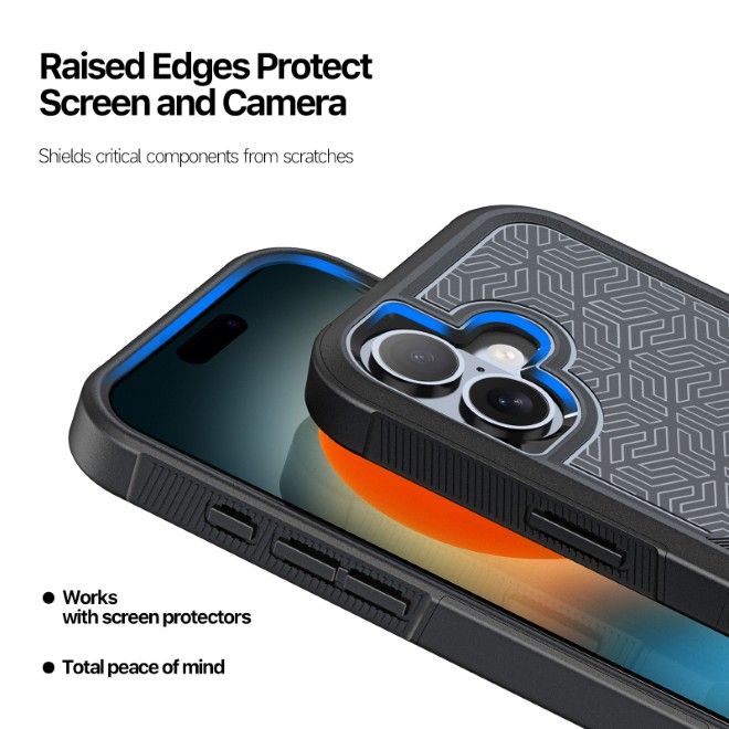 Dux Ducis - iPhone 17 Hülle - Robustes TPU und PC Case - 3m Fallsicher - Shld Series - Triangle Muster