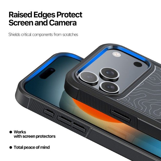 Dux Ducis - iPhone 17 Pro Hülle - Robustes TPU und PC Case - 3m Fallsicher - Shld Series - Contour Muster