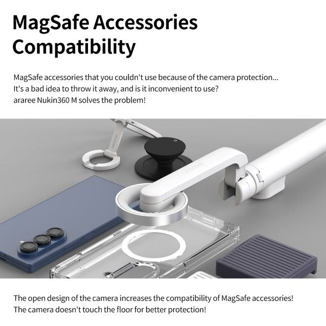 Araree - Samsung Galaxy Z Fold7 Hardcase Hülle - mit MagSafe - Nukin 360 M Series - Made in Korea - transparent