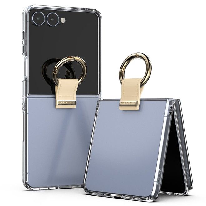 Goospery - Samsung Galaxy Z Flip7 Hülle - Golden Bell Clear Case Series - beige