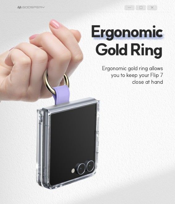 Goospery - Samsung Galaxy Z Flip7 Hülle - Golden Bell Clear Case Series - schwarz