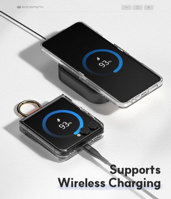 Goospery - Samsung Galaxy Z Flip7 Hülle - Golden Bell Clear Case Series - schwarz