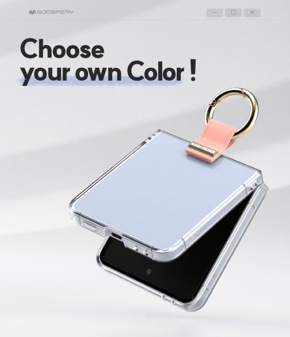 Goospery - Samsung Galaxy Z Flip7 Hülle - Golden Bell Clear Case Series - pink