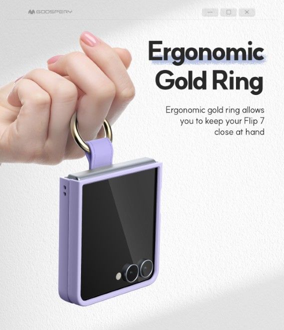 Goospery - Samsung Galaxy Z Flip7 Hülle - Gold Ring Case Series - purpur