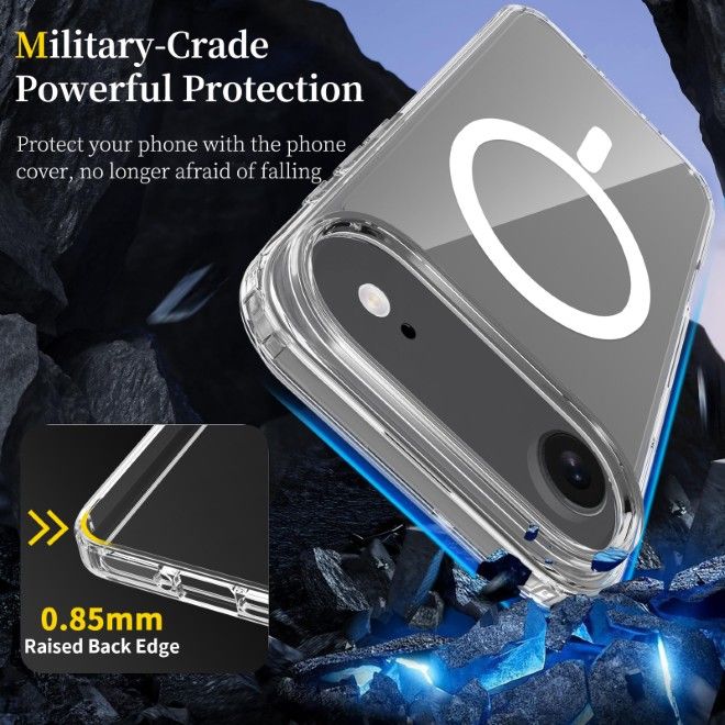 iPhone Air Hülle (PC / TPU Case) - Polycarbonat Rückseite + TPU Ränder - MagPureProtect Series - transparent